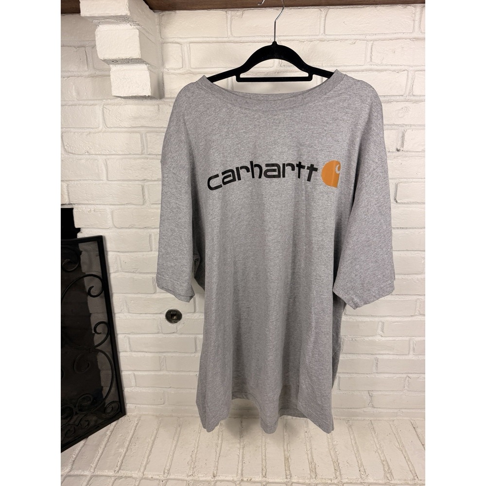 Carhartt K195 Mens 2XL Heather Gray Loose Fit Logo Graphic T-Shirt Workwear